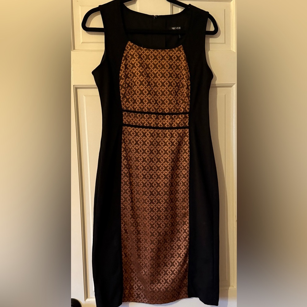 NIC+ZOE Black and Brown Geometric Mini Dress